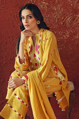 Gul Ahmed 3 PC Unstitched Embroidered Suit with Karandi Dupatta ADE-02