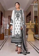 Asim Jofa 3 Piece Unstitched Embroidered Lawn Suit - AJAE-03