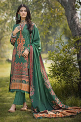 Gul Ahmed 3PC Digital Printed Karandi Unstitched Suit with Embroidered Neckline on Organza AY-32010