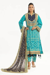 Gul Ahmed 3 Piece Unstitched Embroidered Lawn Suit with Zari Sequins Embroidered Chiffon Dupatta BM-52021