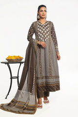 Gul Ahmed 3 Piece Unstitched Gold Printed Lawn Suit CL-52401 B