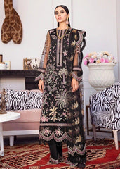 Afrozeh 3 Piece Unstitched Embroidered chiffon Suit D-07-Cocktail