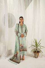FIRDOUS 3 Piece Stitched Printed Linen Suit - D-902