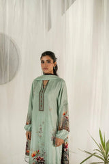 FIRDOUS 3 Piece Stitched Printed Linen Suit - D-902