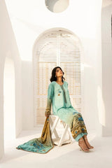 FIRDOUS 3 Piece Stitched Printed Linen Suit - D-906