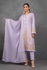 Gul Ahmed 3 PC Unstitched Embroidered Lawn Suit with Jacquard Dupatta FE-12124
