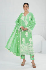 Gul Ahmed 3 Piece Unstitched Embroidered Lawn Suit with Embroidered Chiffon Dupatta FE-52101
