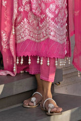 Gul Ahmed 3 Piece Unstitched Embroidered Lawn Suit with Embroidered Chiffon Dupatta FE-52123