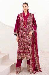 Gul Ahmed 3 Piece Unstitched Embroidered Lawn Suit with Embroidered Chiffon Dupatta FE-52129