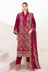 Gul Ahmed 3 Piece Unstitched Embroidered Lawn Suit with Embroidered Chiffon Dupatta FE-52129