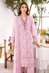 Gul Ahmed 3 Piece Unstitched Embroidered Lawn Suit with Embroidered Chiffon Dupatta FE-52136