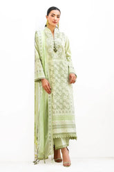 Gul Ahmed 3 Piece Unstitched Embroidered Lawn Suit with Embroidered Chiffon Dupatta FE-52137