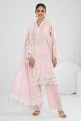 Gul Ahmed 3 Piece Unstitched Embroidered Lawn Suit with Embroidered Chiffon Dupatta FE-52152
