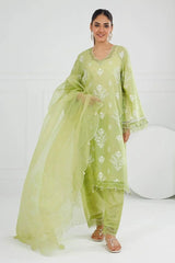 Gul Ahmed 3 Piece Unstitched Lacquer Printed Lawn Suit with Embroidered Organza Dupatta OG-52001
