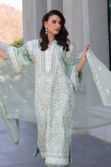 Gul Ahmed 3 Piece Unstitched Embroidered Lawn Suit with Embroidered Chiffon Dupatta PM-52068