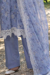 Gul Ahmed 3 Piece Unstitched Embroidered Printed Lawn Suit with Embroidered Printed Chiffon Dupatta PR-52009