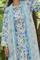 Gul Ahmed 3 Piece Unstitched Embroidered Printed Lawn Suit with Printed Chiffon Dupatta PR-52010