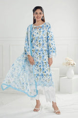 Gul Ahmed 3 Piece Unstitched Embroidered Printed Lawn Suit with Printed Chiffon Dupatta PR-52010