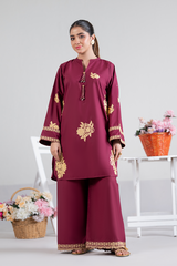 Dor 2 Piece Ready to Wear Embroidered Co-Order Set - Ruby Bloom