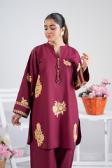 Dor 2 Piece Ready to Wear Embroidered Co-Order Set - Ruby Bloom