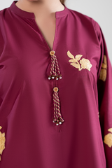 Dor 2 Piece Ready to Wear Embroidered Co-Order Set - Ruby Bloom