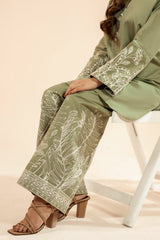 Dor 2 Piece Ready to Wear Embroidered Co-Order Set - Sage Foliage