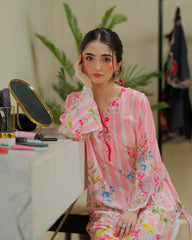 Dhaga 2 Piece Ready to Wear Intricate Cutwork Suit - Strawberry Matcha