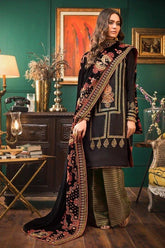 Gul Ahmed 3 PC Unstitched Embroidered Velvet Suit with Velvet Shawl VLW-32