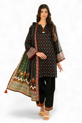 Gul Ahmed 3 Piece Unstitched Printed Khaddar Suit With Dupatta WNS-52040