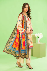 Gul Ahmed 3 Piece Unstitched Printed Cotton Linen Suit With Dupatta WNS-52046