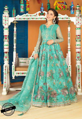Asim Jofa 3 Piece Embroidered Suit - Aqua Blue AJFC-62