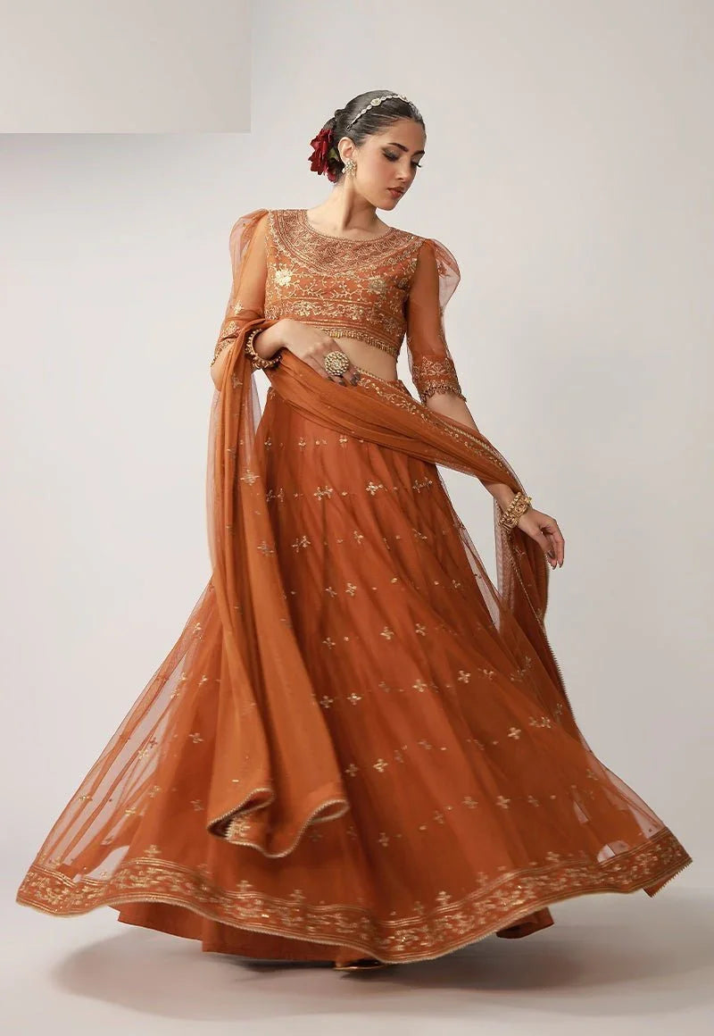 Asim Jofa 3 Piece Unstitched Embroidered Net Suit - AJULO-01