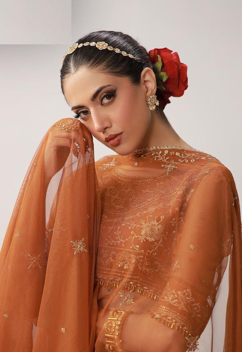 Asim Jofa 3 Piece Unstitched Embroidered Net Suit - AJULO-01