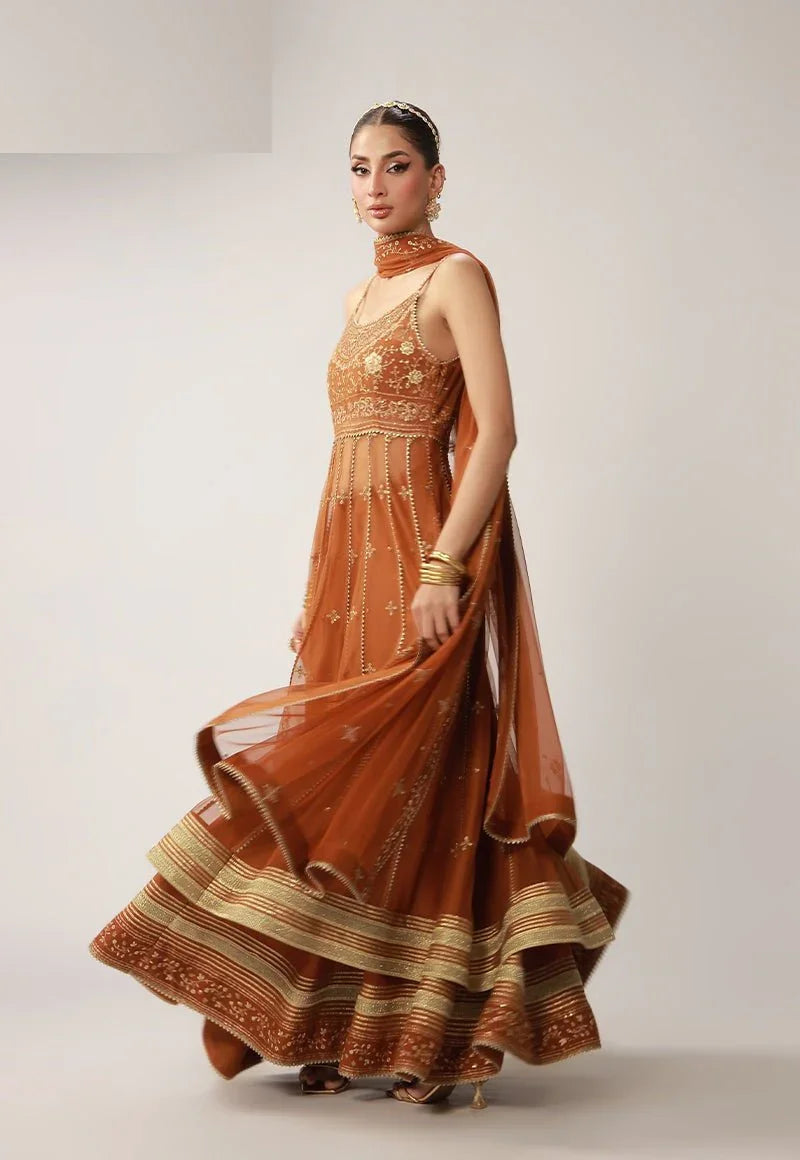 Asim Jofa 3 Piece Unstitched Embroidered Net Suit - AJULO-01