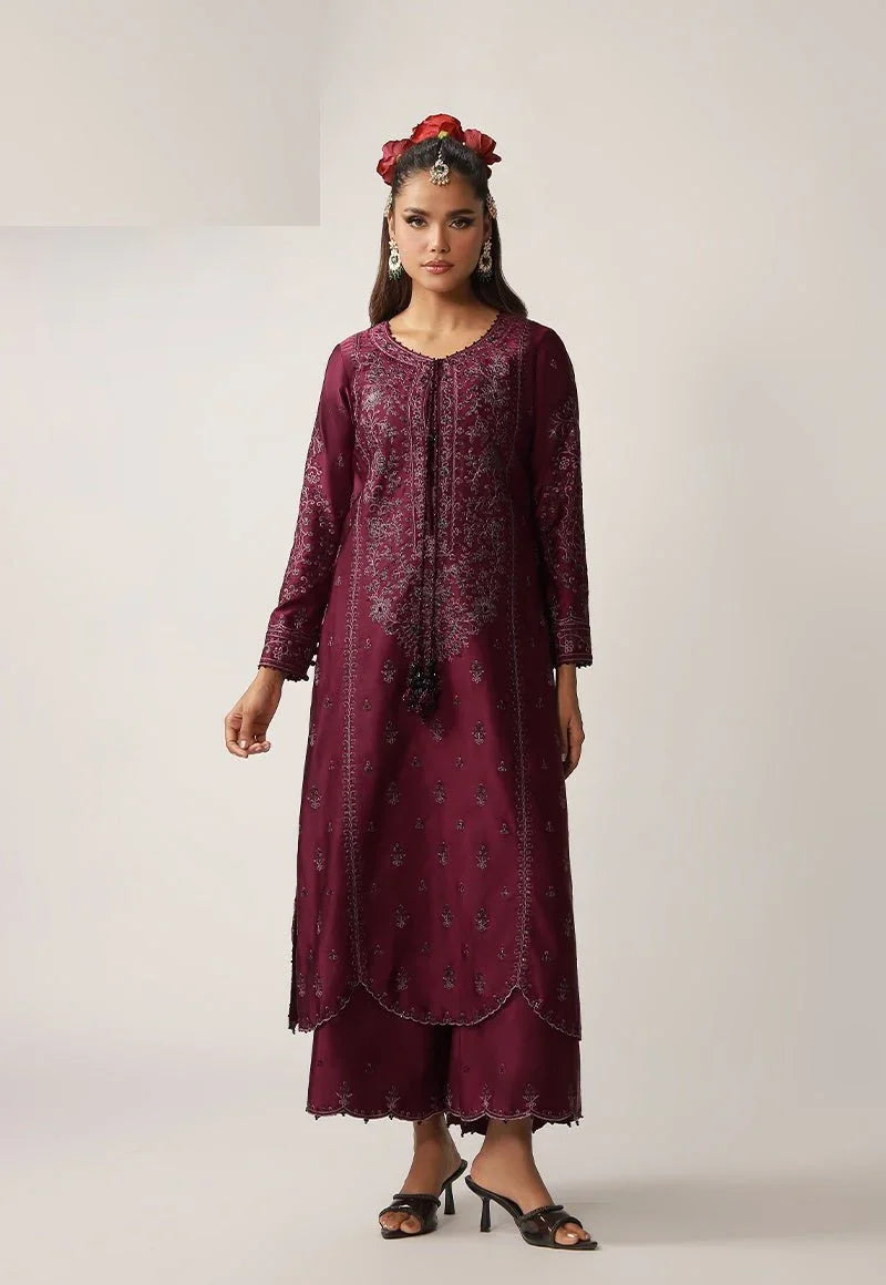 Asim Jofa 2 Piece Unstitched Embroidered Charmeuse Silk Suit - AJULO-03