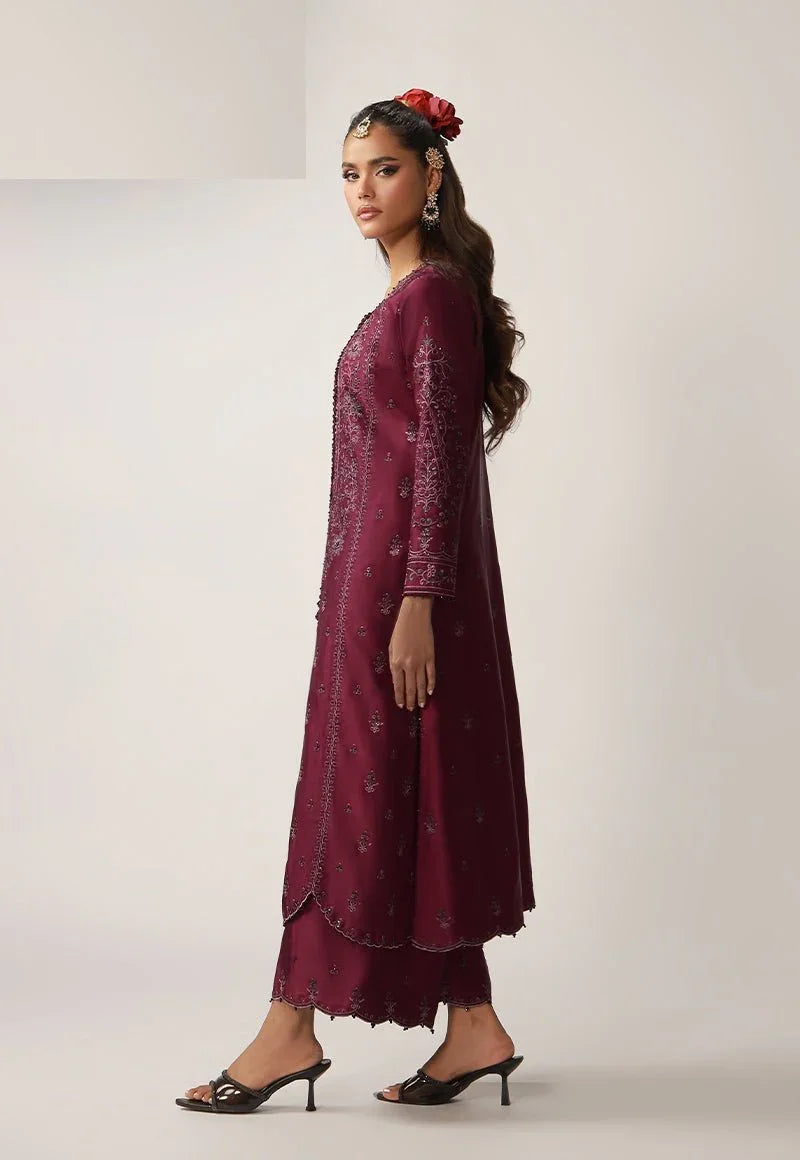 Asim Jofa 2 Piece Unstitched Embroidered Charmeuse Silk Suit - AJULO-03