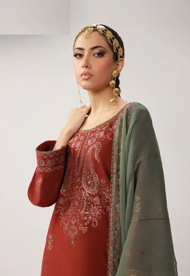 Asim Jofa 3 Piece Unstitched Embroidered Boski Silk Suit - AJULO-05