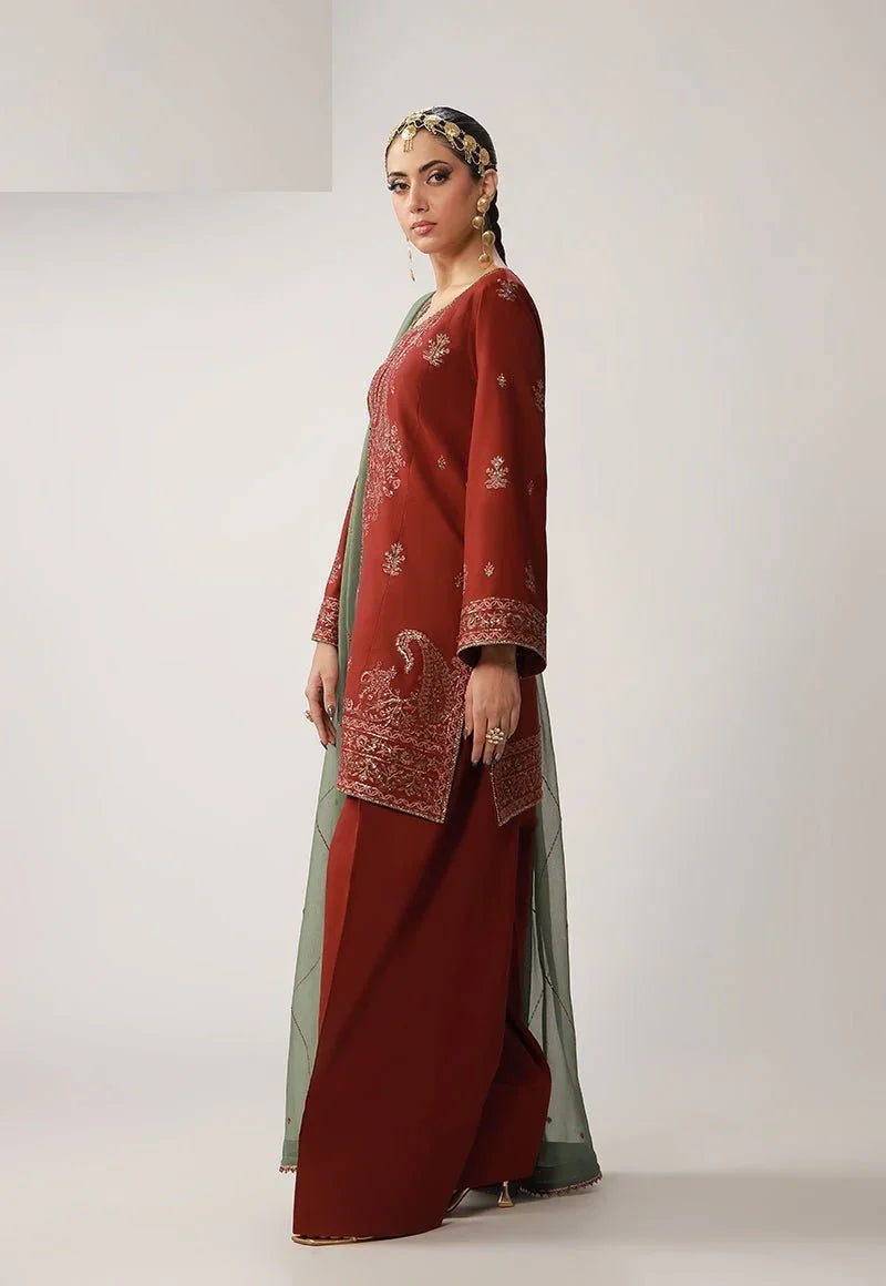 Asim Jofa 3 Piece Unstitched Embroidered Boski Silk Suit - AJULO-05