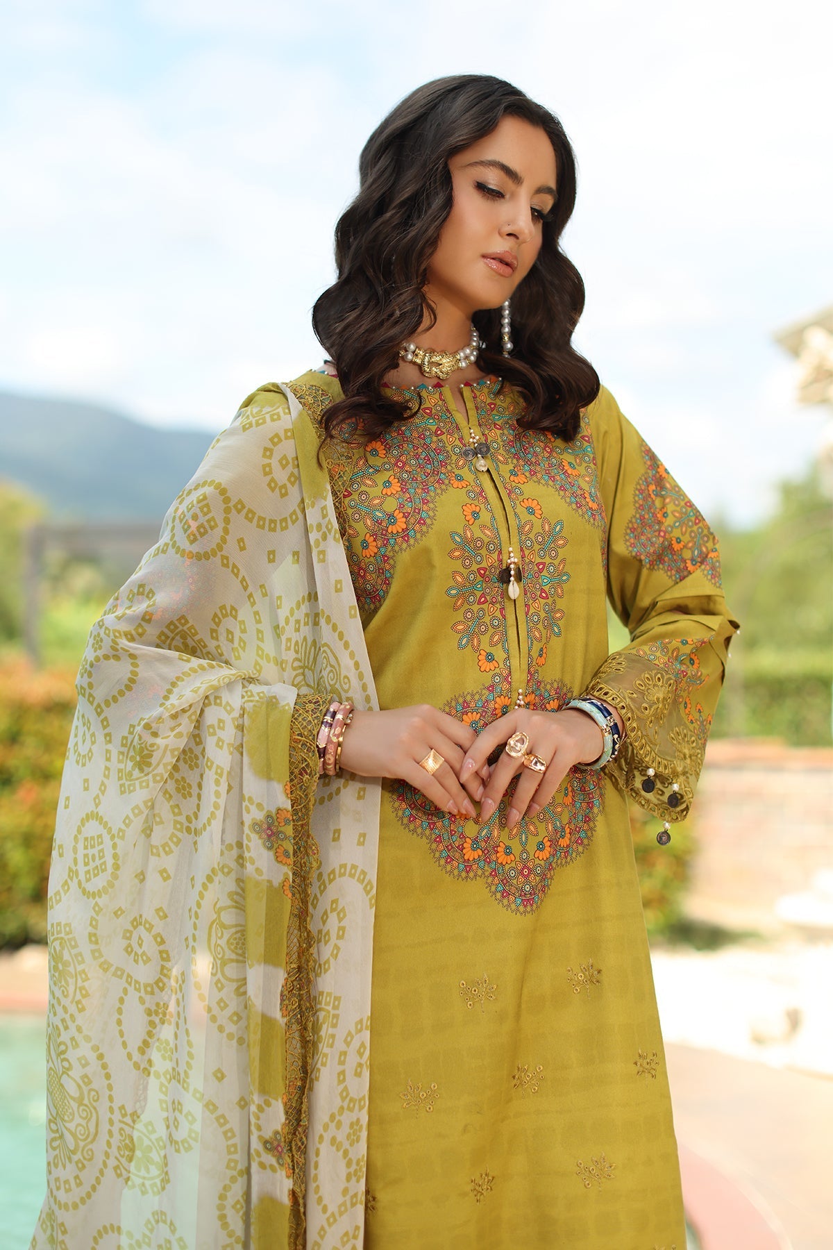 Charizma 3 Pc Unstitched Embroidered Lawn Suit - AN6-01