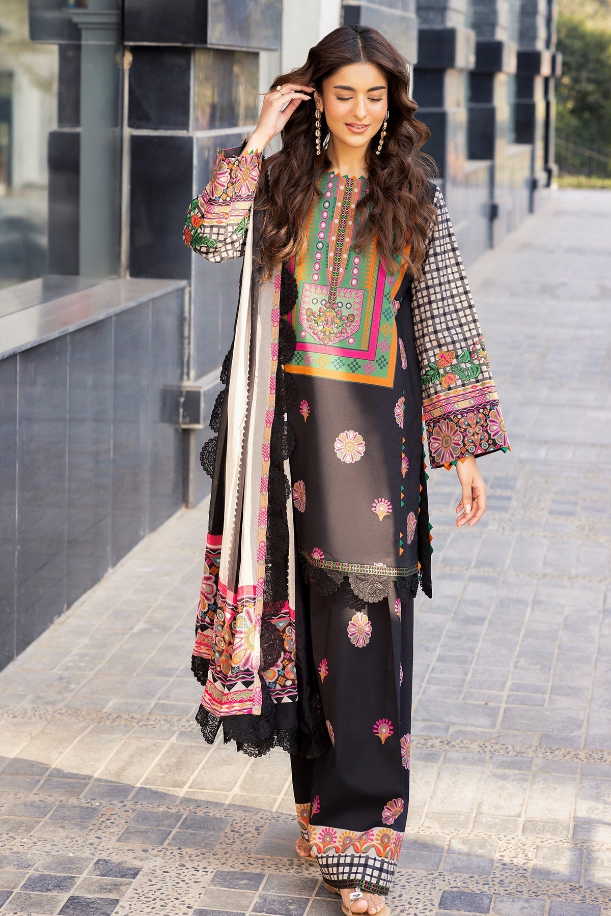 Charizma 3 Pc Unstitched Embroidered Lawn Suit - AN6-04