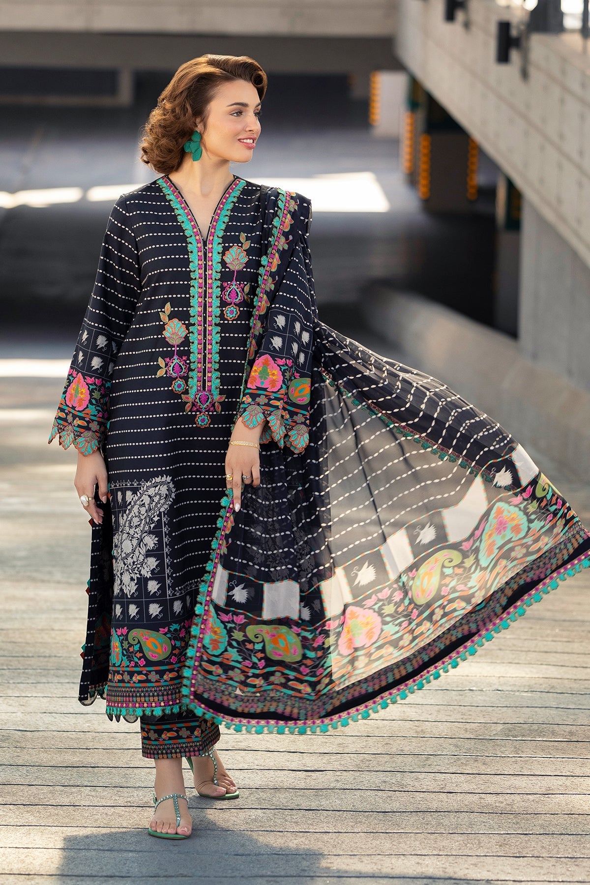 Charizma 3 Pc Unstitched Embroidered Lawn Suit - AN6-09