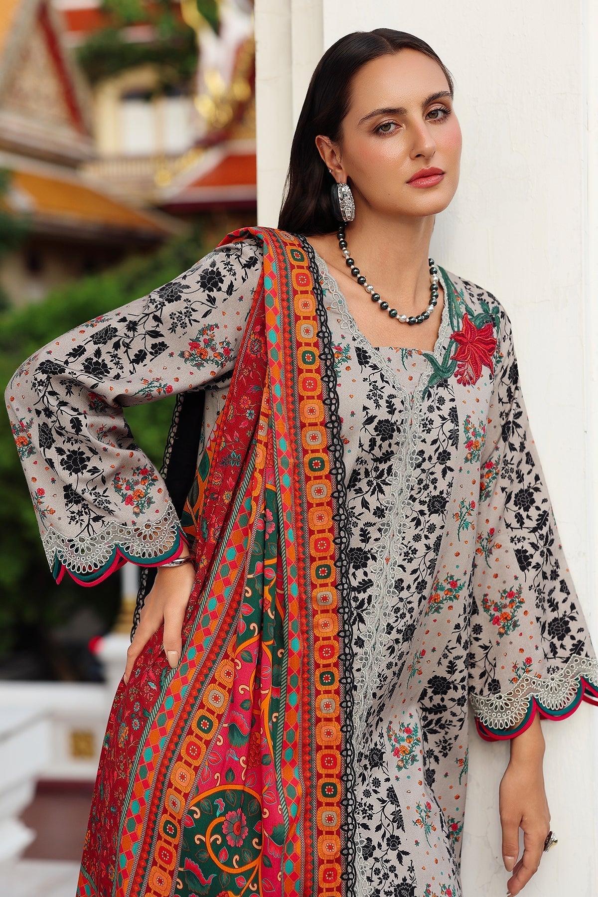 Charizma 3 Pc Stitched Embroidered Linen Suit - ANW6-19