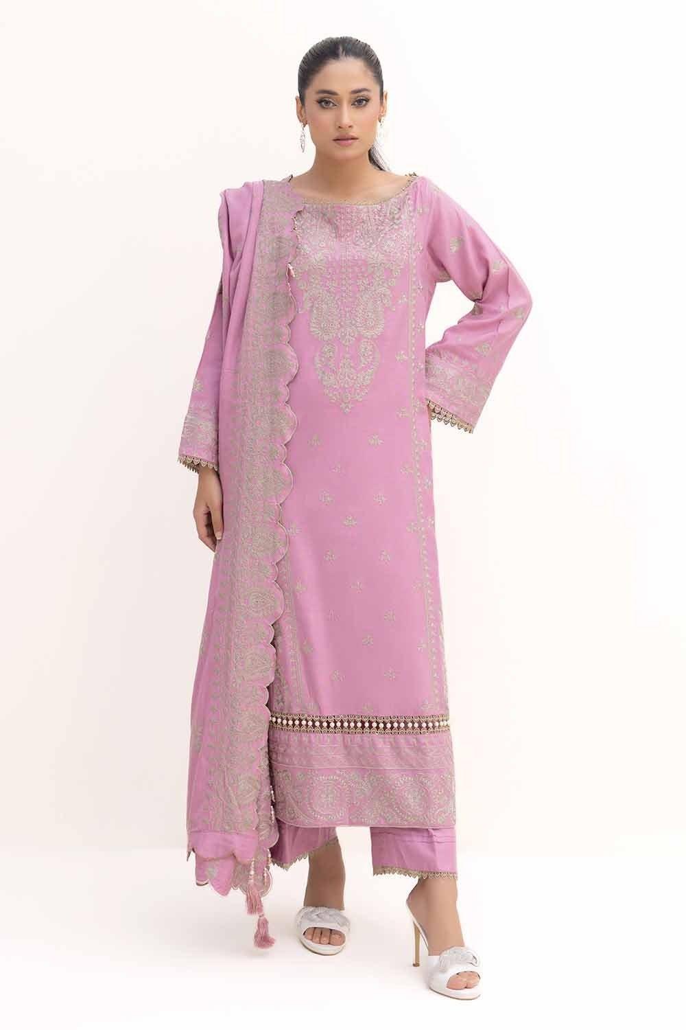 Gul Ahmed 3 Piece Unstitched Embroidered Acrylic Suit with Embroidered Acrylic Dupatta AP-42008