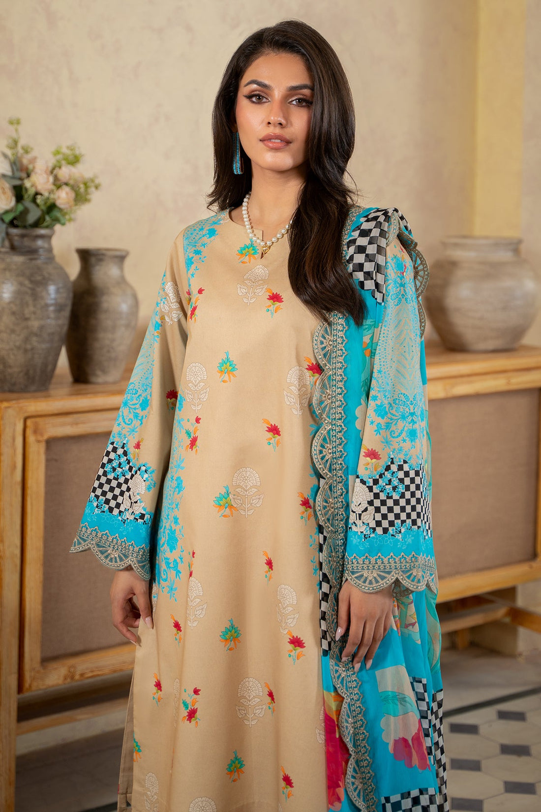 Charizma 3 Pc Stitched Printed Lawn Suit - AS4-43