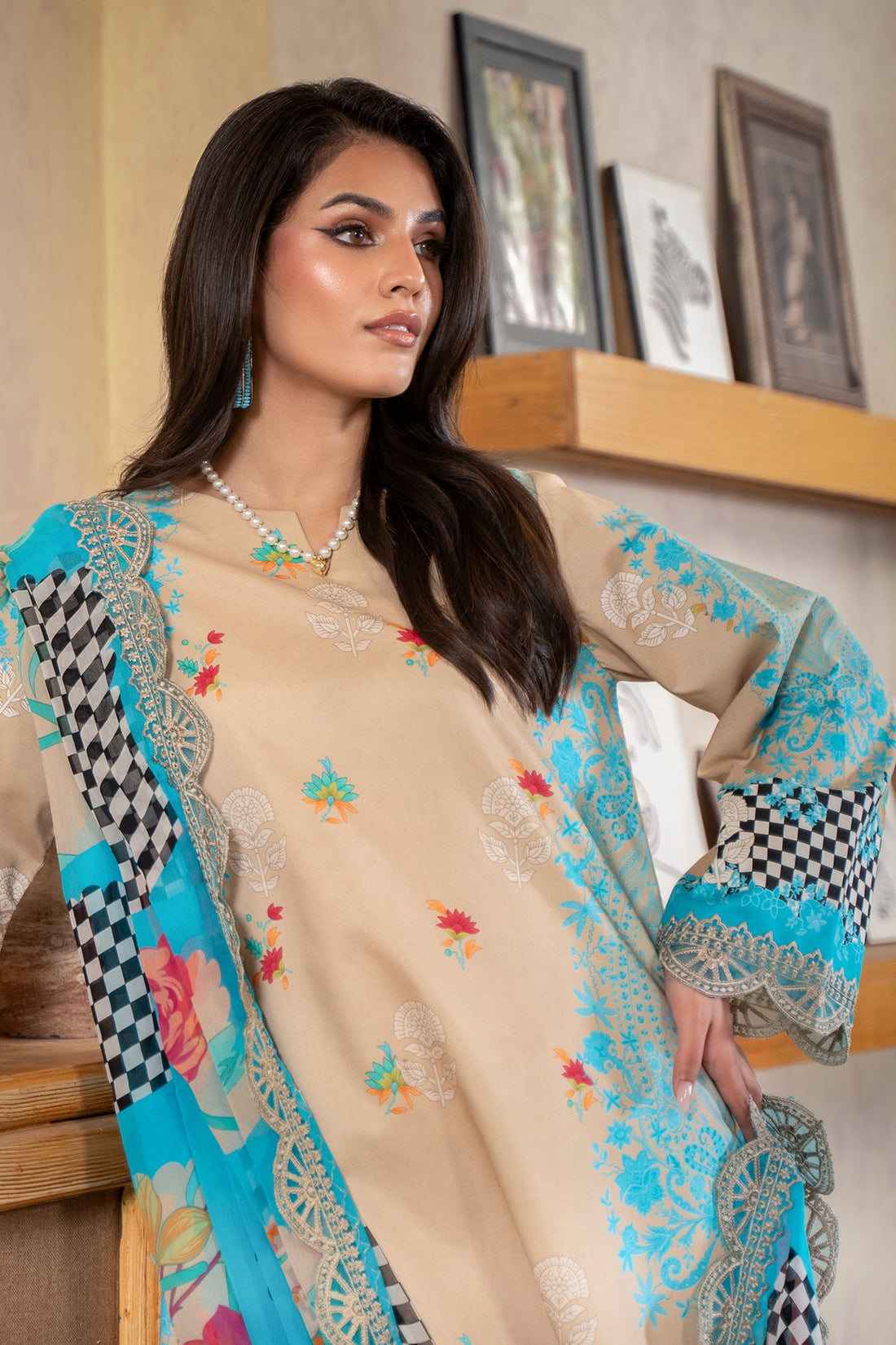 Charizma 3 Pc Stitched Printed Lawn Suit - AS4-43