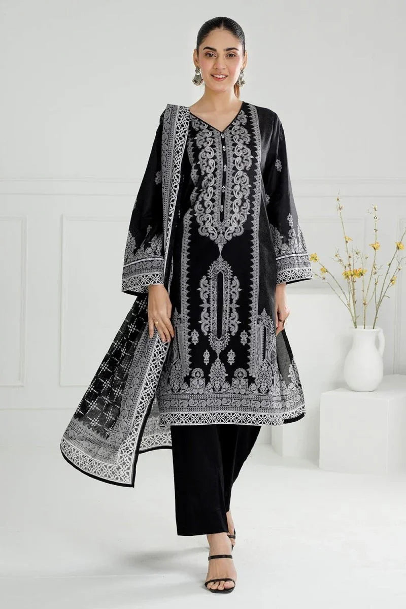 Gul Ahmed 3 Piece Unstitched Printed Lawn Suit B-52014
