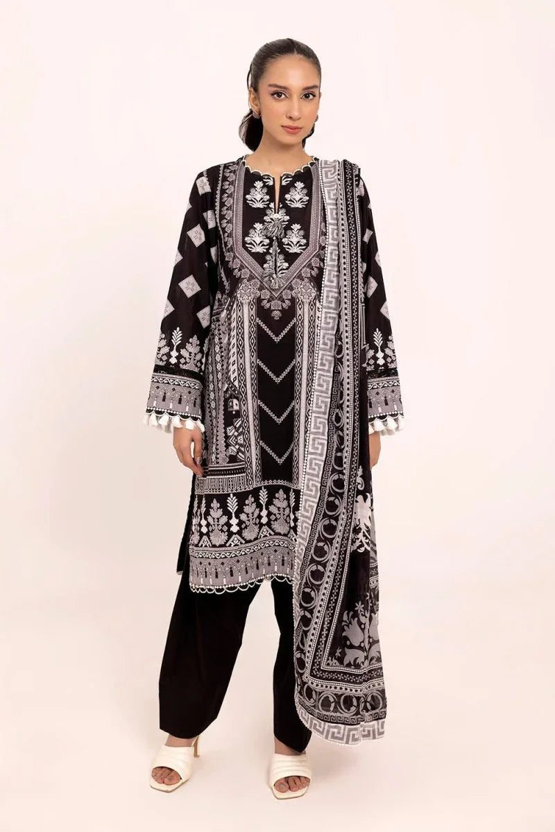 Gul Ahmed 3 Piece Unstitched Embroidered Printed Lawn Suit B-52016