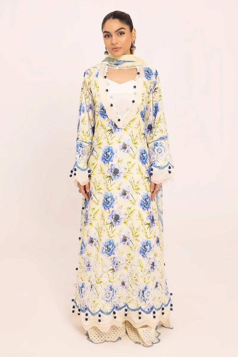 Gul Ahmed 3 Piece Unstitched Embroidered Lawn Suit with Printed Chiffon Dupatta BM-42036