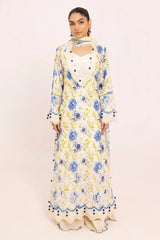 Gul Ahmed 3 Piece Unstitched Embroidered Lawn Suit with Printed Chiffon Dupatta BM-42036