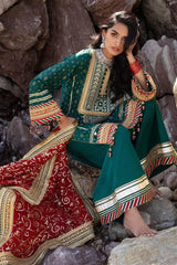 Gul Ahmed 3 Piece Unstitched Embroidered Lawn Suit with Zari Sequins Embroidered Chiffon Dupatta BM-52024